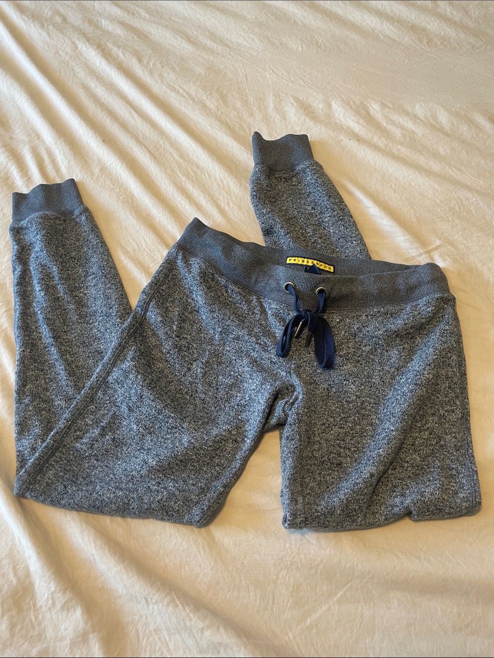 Prince & Fox Gray Heather Jogger Pants with Navy Drawstring